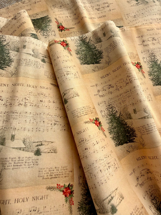 Silent Night - 100% Cotton Fabric, Sold Per 1/2 Metre