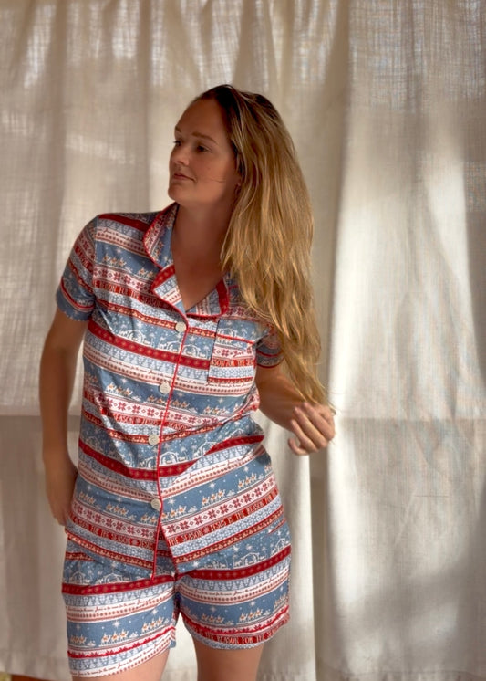 Unisex - O Holy Night- Button Up Shirt & Shorts Set - Bamboo
