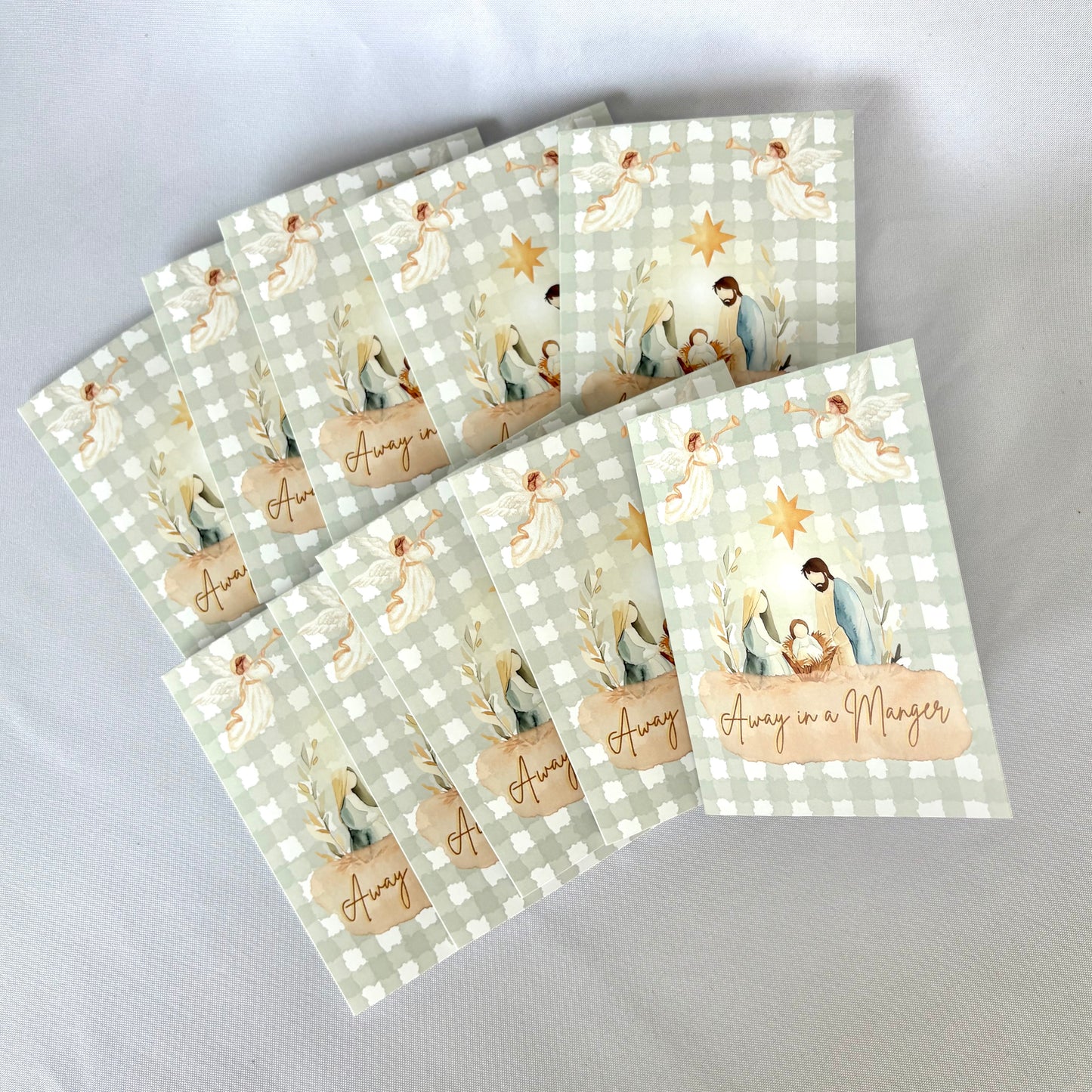 Away In A Manger- Gingham Christmas Cards