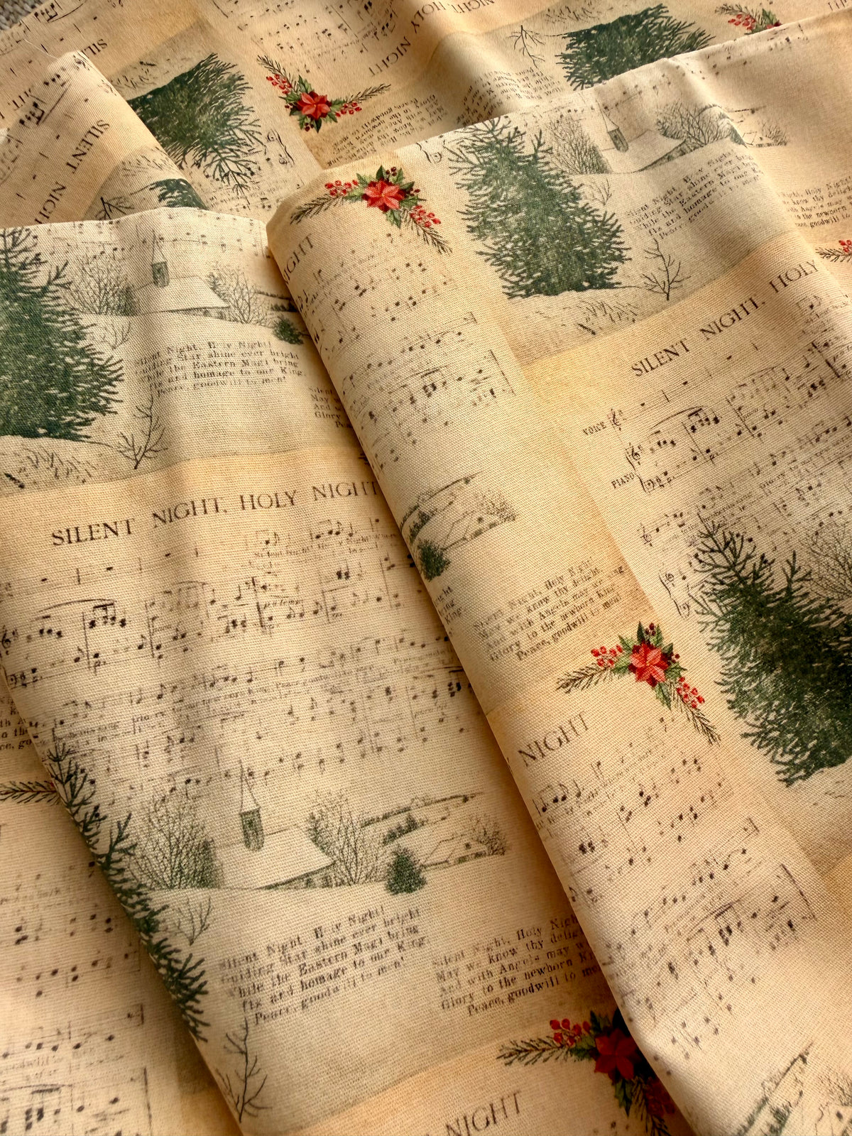 Silent Night - 100% Cotton Fabric, Sold Per 1/2 Metre
