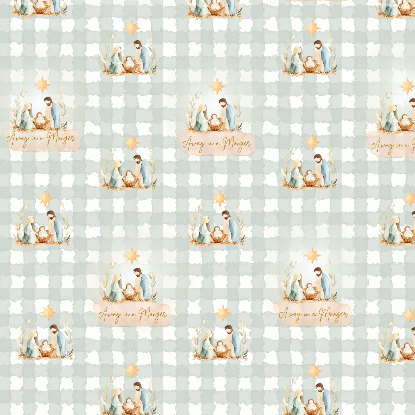 Away In A Manger- Gingham Wrapping Paper