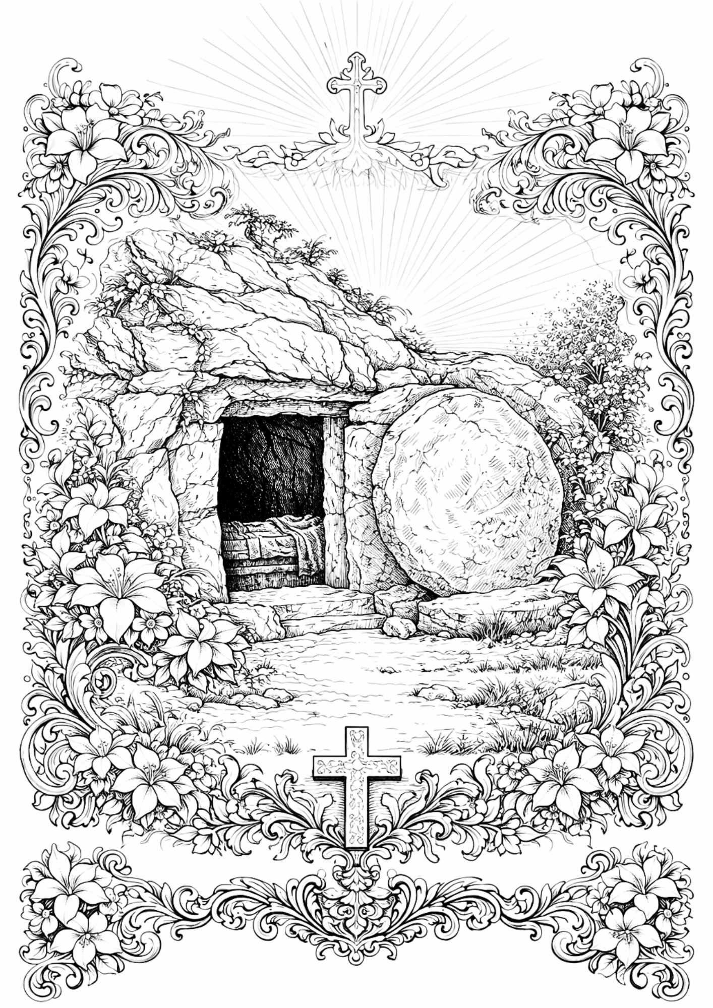 Free Teen/Adult Christian Easter Colouring-In