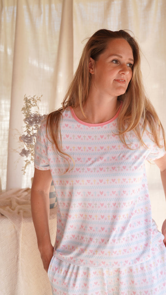 Faithful Hearts-  T-Shirt & Shorts Set - Adult - Cotton