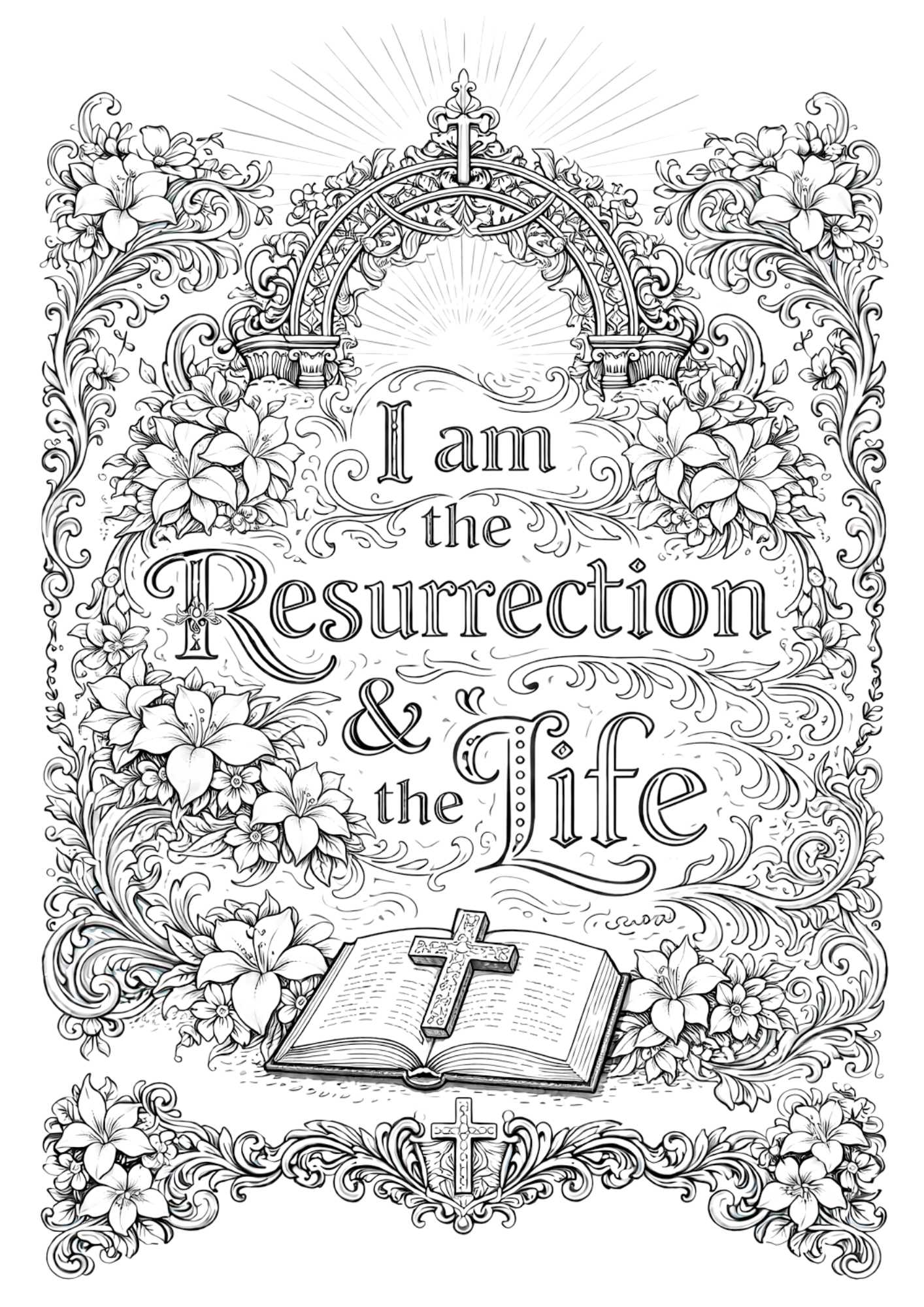 Free Teen/Adult Christian Easter Colouring-In