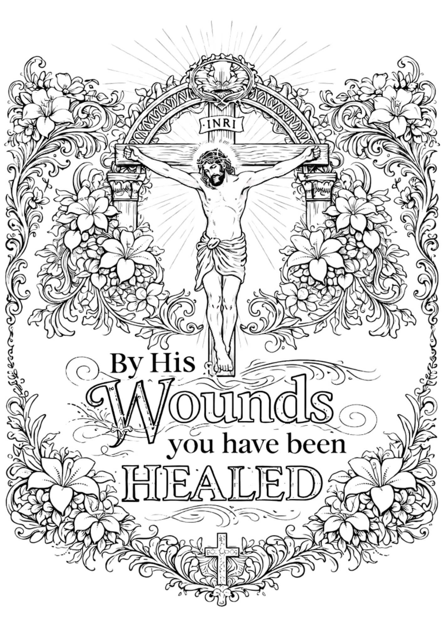 Free Teen/Adult Christian Easter Colouring-In