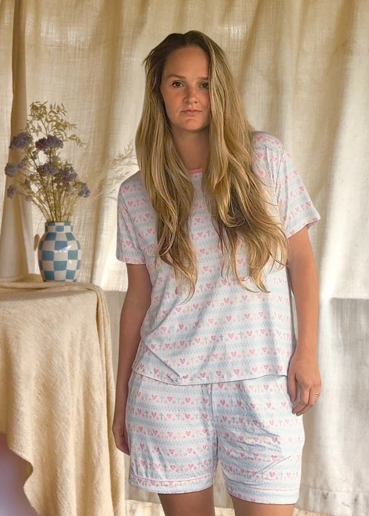 Faithful Hearts-  T-Shirt & Shorts Set - Women (100% Cotton)