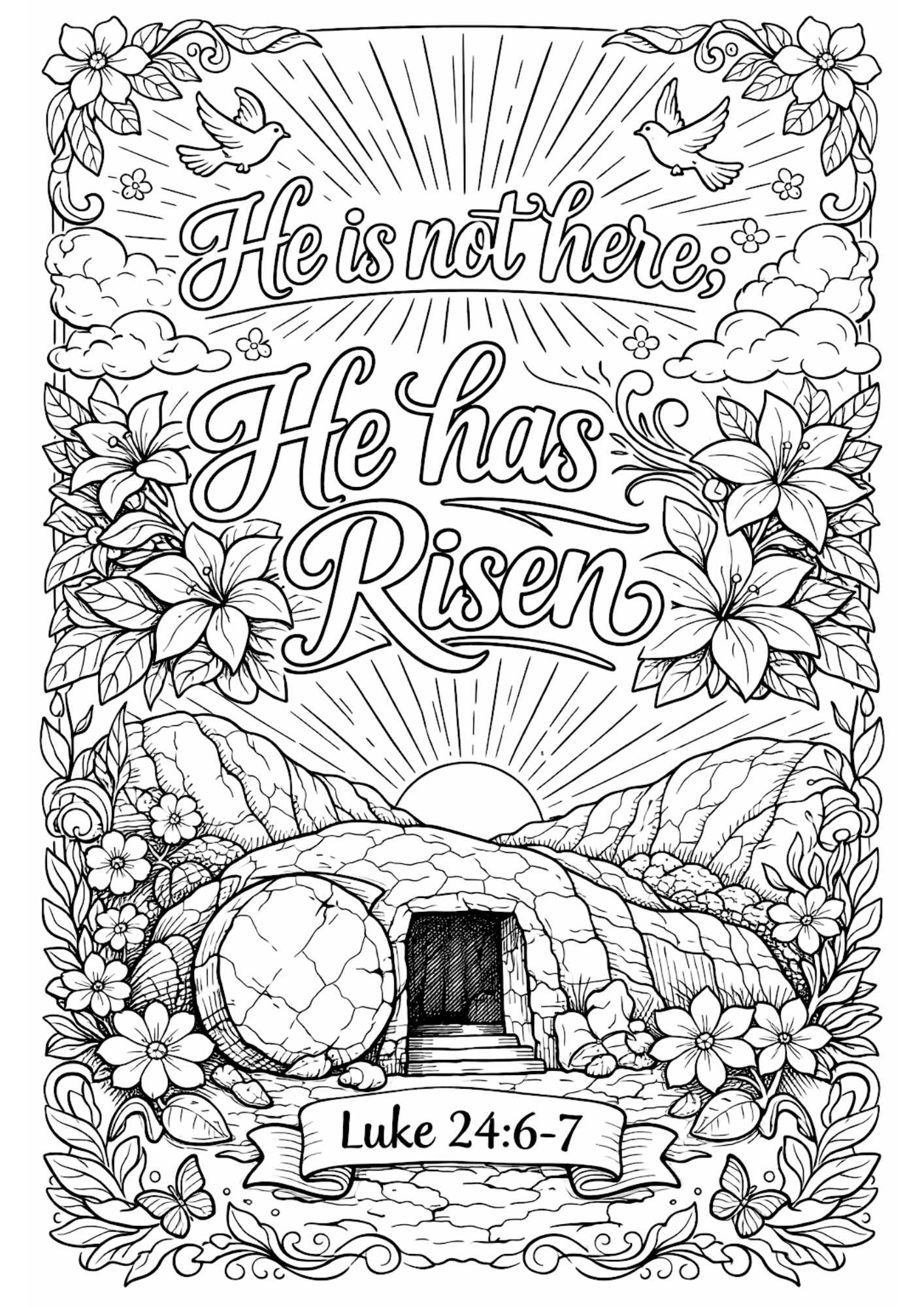 Free Teen/Adult Christian Easter Colouring-In