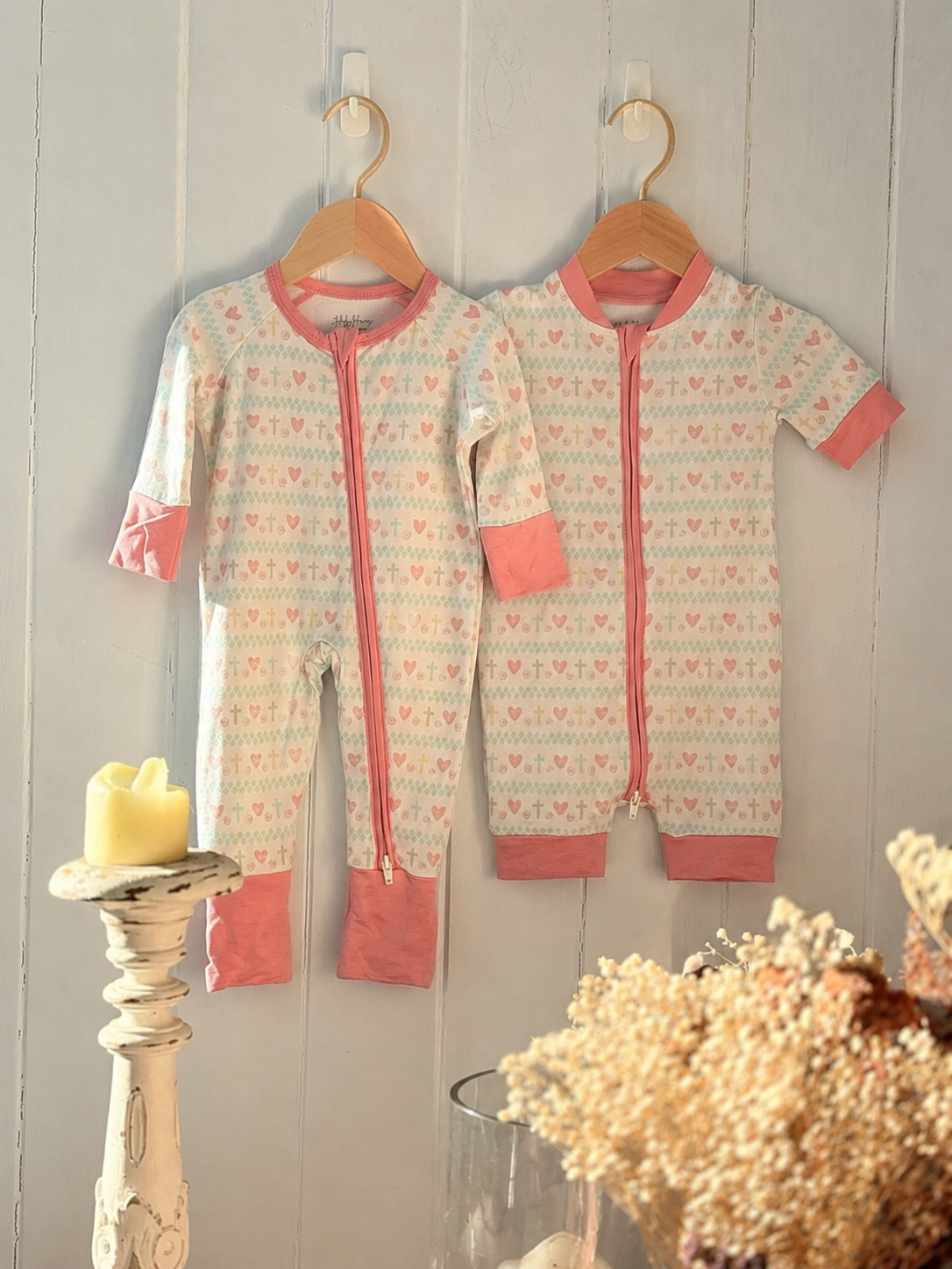 Faithful Hearts Long Sleeved Baby Suit - Pink (100% Cotton)