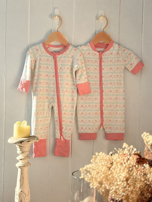 Faithful Hearts Long Sleeved Baby Suit - Pink (100% Cotton)