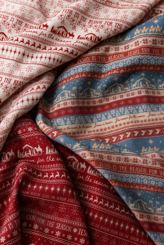 Jesus is The Reason (Red) - (100% cotton) Fabric By The Metre