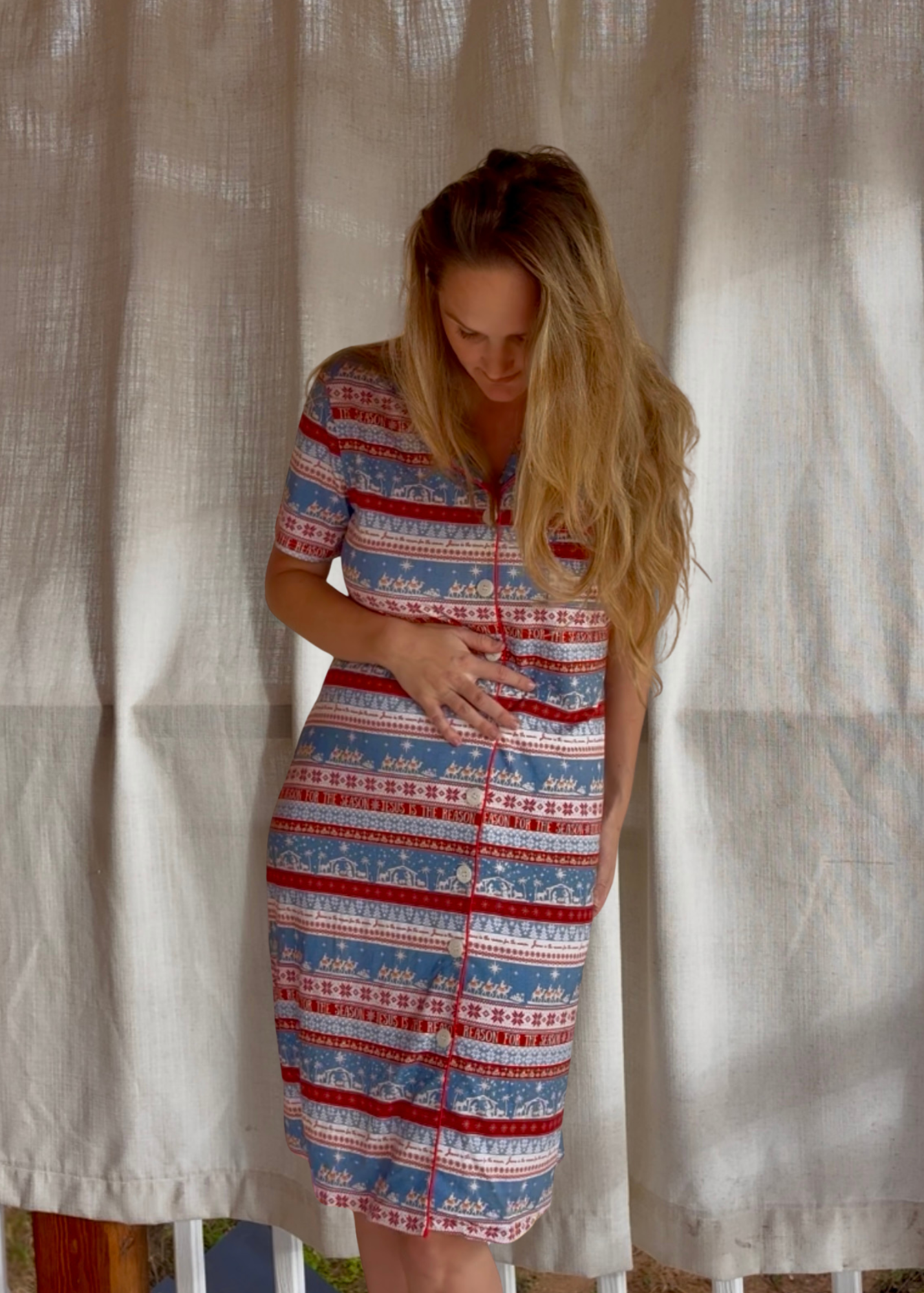 O Holy Night-  Button Up Nightie