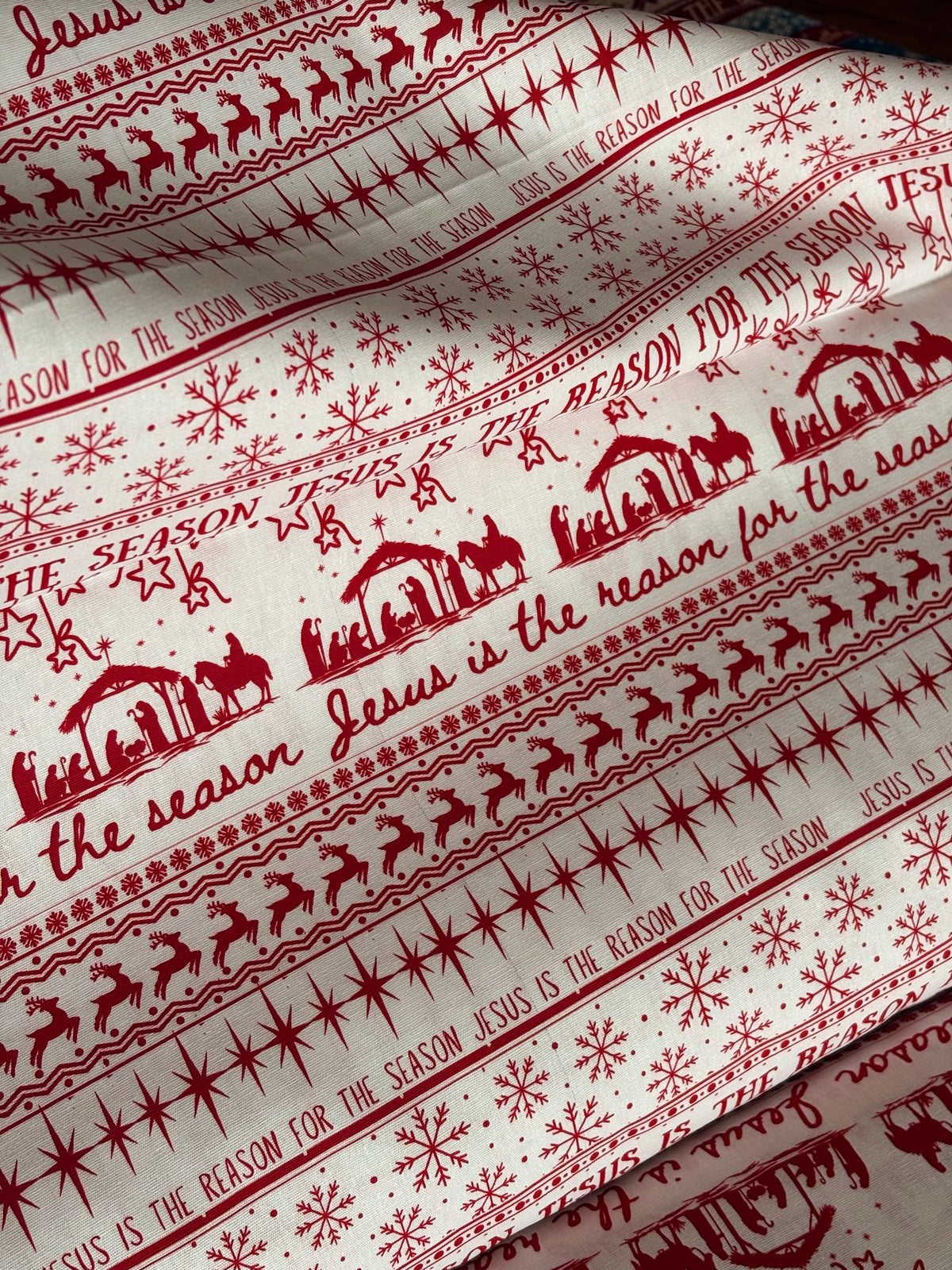 Jesus is the Reason (White) - 100% Cotton Fabric, Sold Per 1/2 Metre