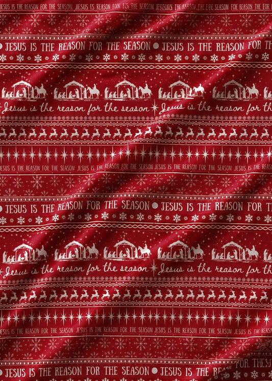 Jesus is The Reason (Red) - (100% cotton) Fabric By The Metre