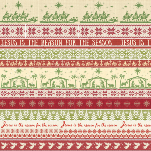 Jesus is the Reason Green Christmas fabric design