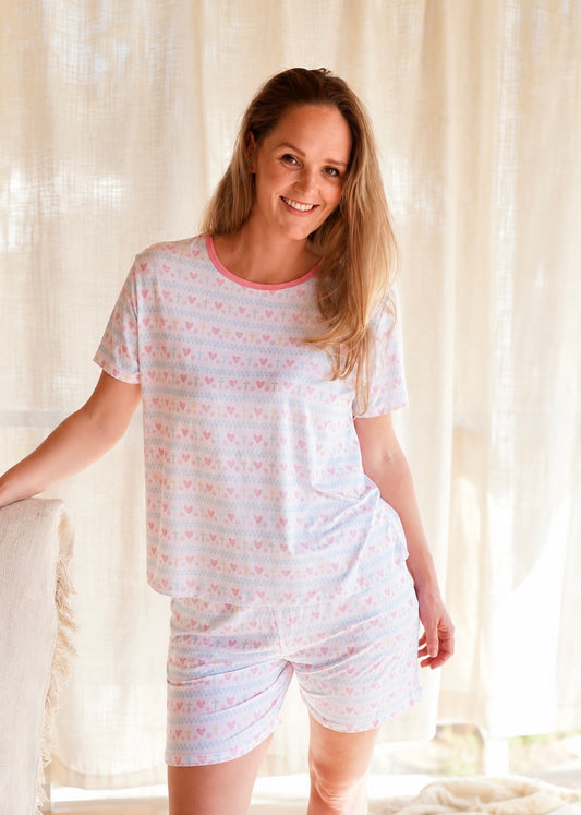 Faithful Hearts-  T-Shirt & Shorts Set - Adult - Cotton