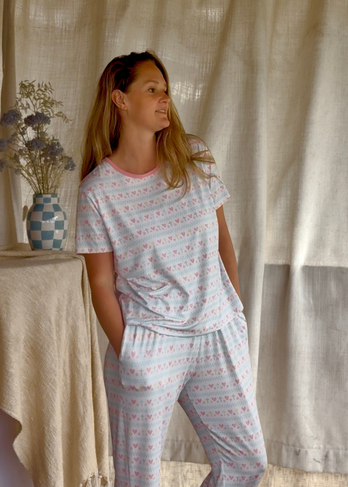 Faithful Hearts T-Shirt & Long Pants Set - Women  (100% Cotton)