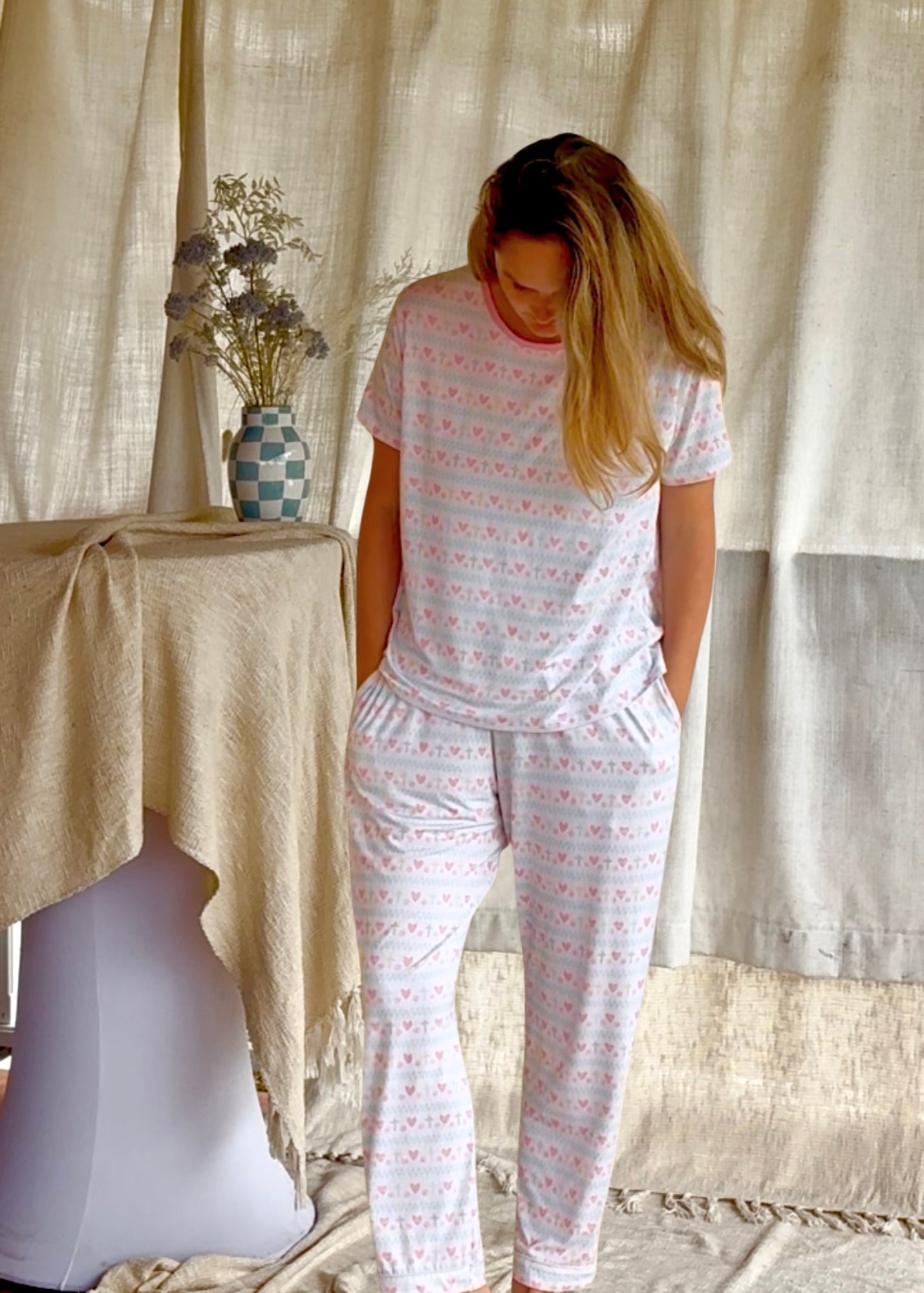 Faithful Hearts T-Shirt & Long Pants Set - Women  (100% Cotton)