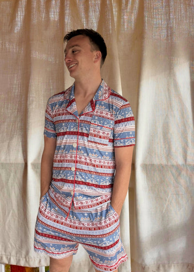Unisex - O Holy Night-  Button Up Shirt & Shorts Set - Bamboo
