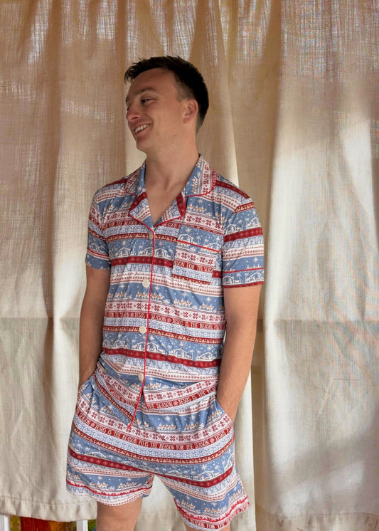 Unisex - O Holy Night-  Button Up Shirt & Shorts Set - Bamboo